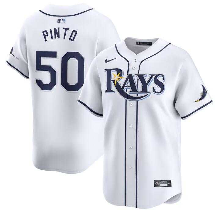 Mens Tampa Bay Rays #50 Rene Pinto White Home Limited Stitched Baseball Jersey Dzhi